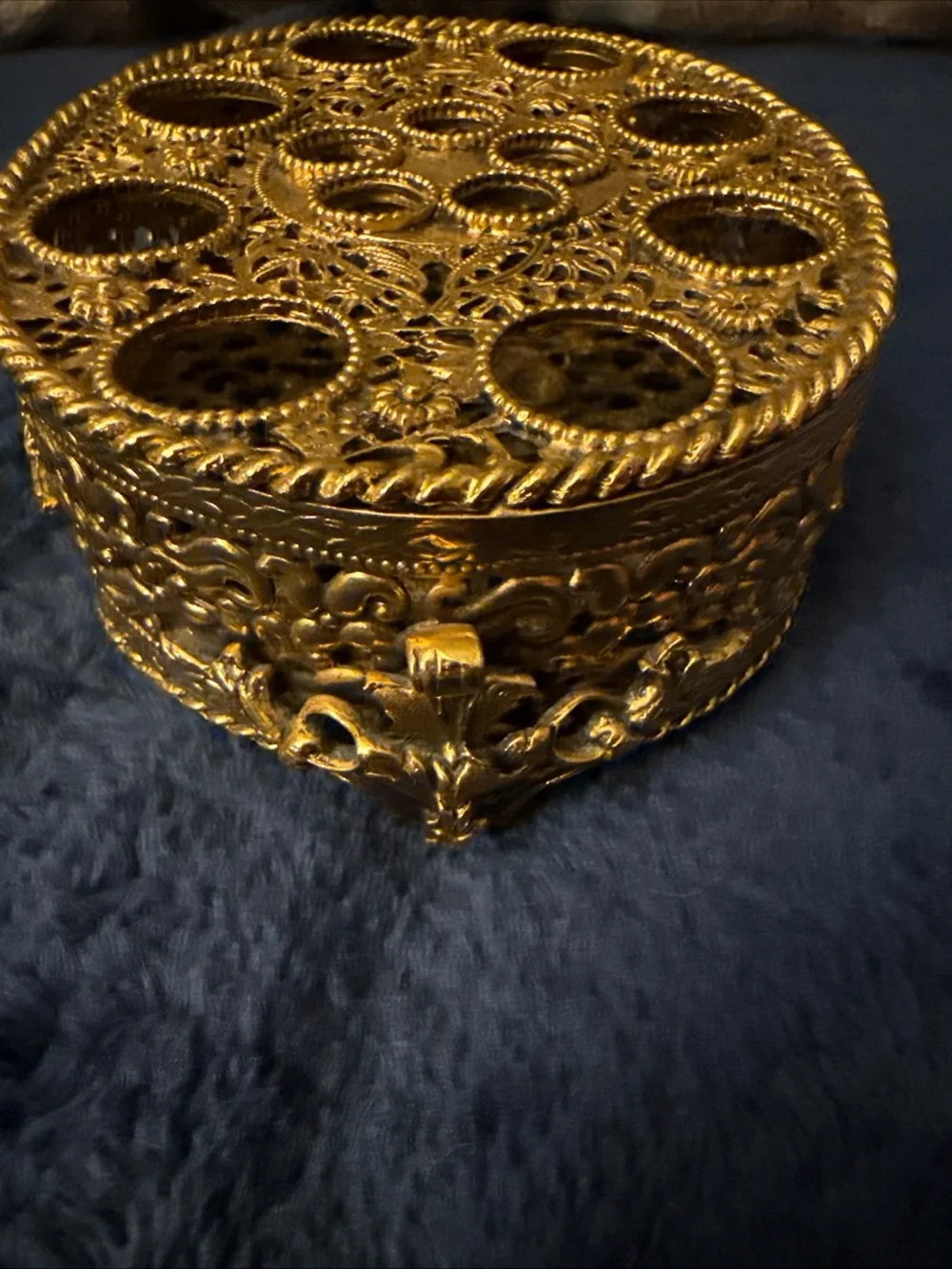 Brass Ornate Gold Decorative Style built Lipstick Accent Holder